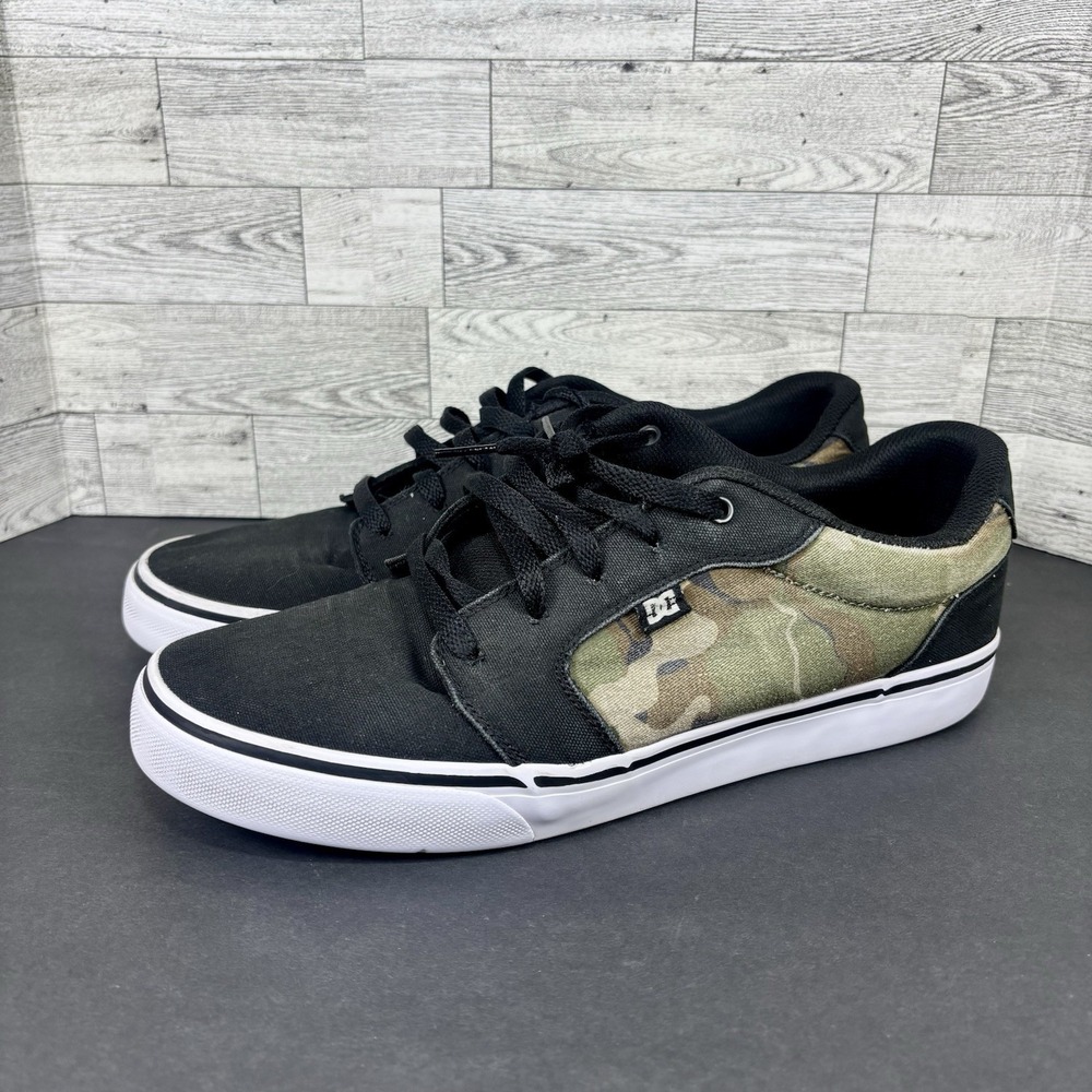 DC ANVIL CANVAS TX SE SKATE TRAINERS‎ MEN SHOES BLACK/CAMOUFLAGE SIZE 12